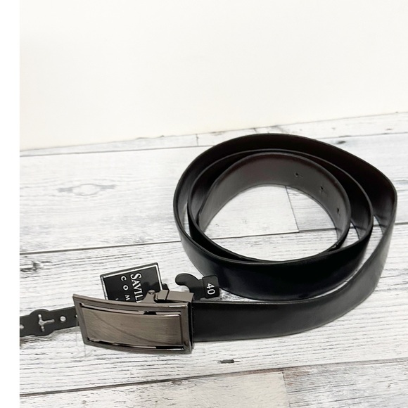 Men’s Seville Row London Black Leather Belt NWT Sz 40 - Picture 1 of 4